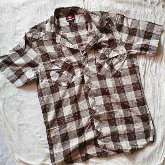 Quiksilver | Brown Plaid Button Down - Picture 1 of 4